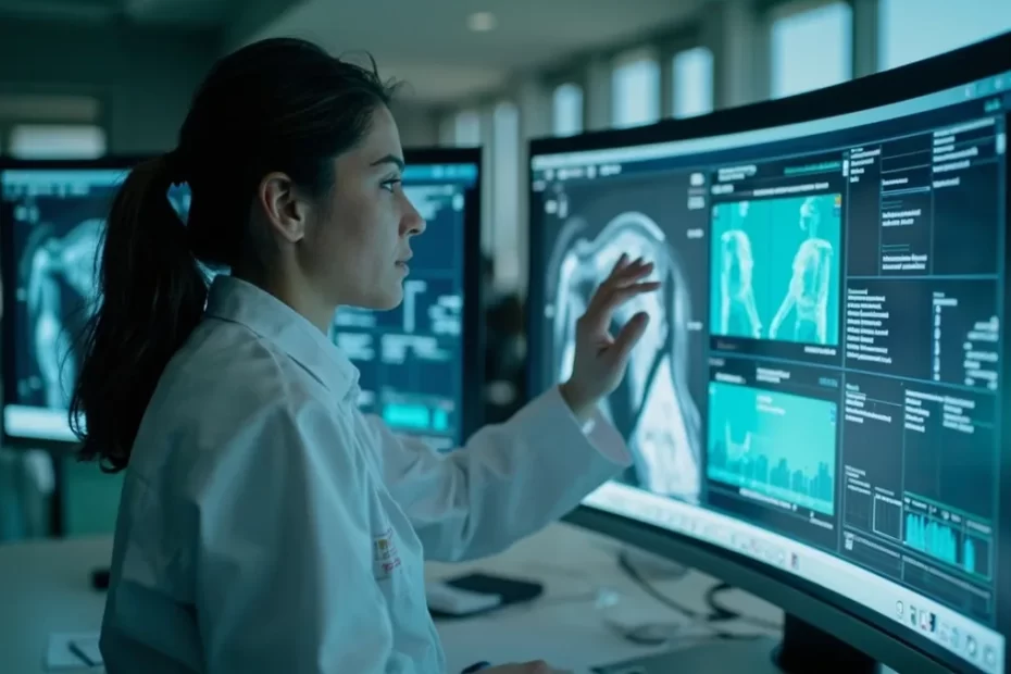 Médica compara duas ferramentas de IA generativa em interfaces com estudo clínico e documentação médica.