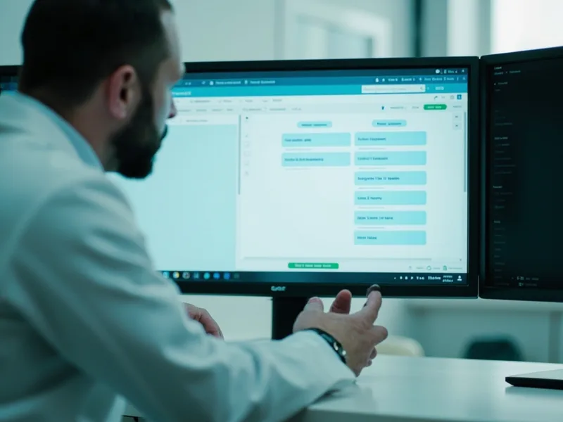 Médica comparando uma minuta gerada por inteligência artificial com os registros originais da consulta