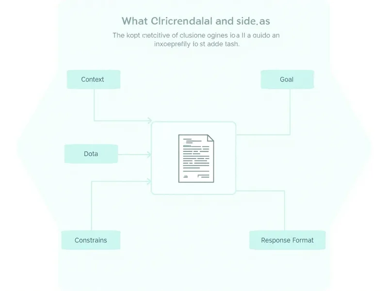 Diagrama com blocos de contexto, tarefa, dados, fontes, restrições e formato de saída